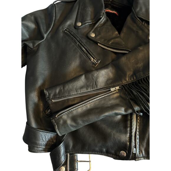 Vintage Brooks Leather Fringe Moto Jacket w/ Removable Liner Size 40 - Picture 5 of 12